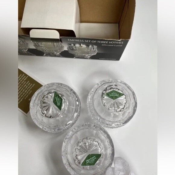 SHANNON CRYSTAL SET OF 3  "VOTIVES"  BY GODINGER 24% LEAD CRYSTAL NEW IN BOX - Picture 3 of 12